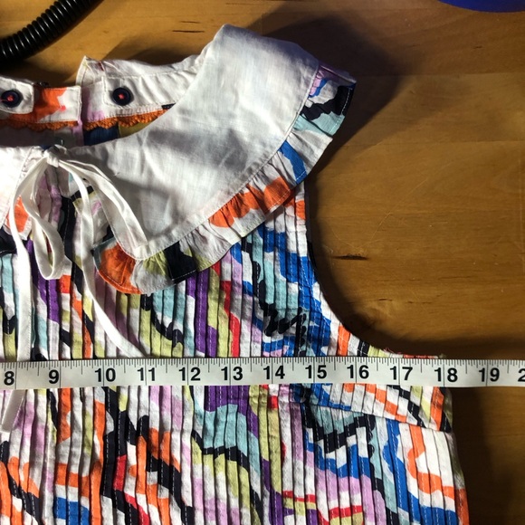 Maeve Anthropologie Colorful Pintucked Blouse Size 4P Peter Pan Collar Twee Cute - Picture 5 of 8